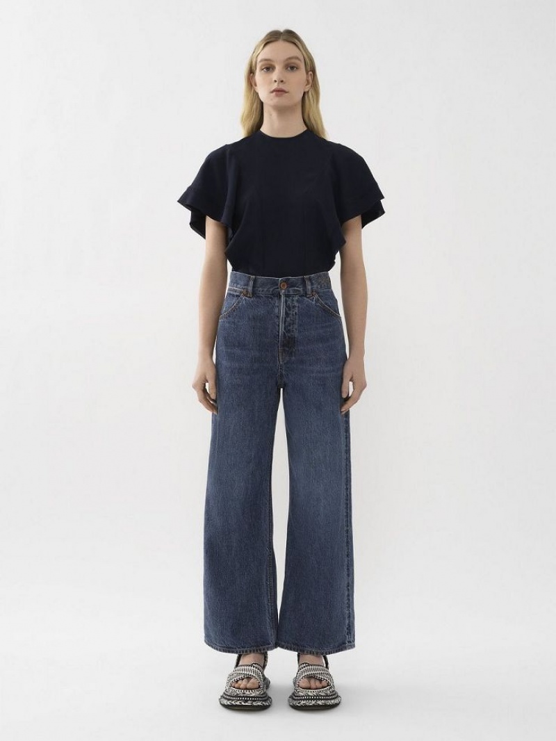 Jeans Chloe Wide Cropped Azuis | CHE-SR13990