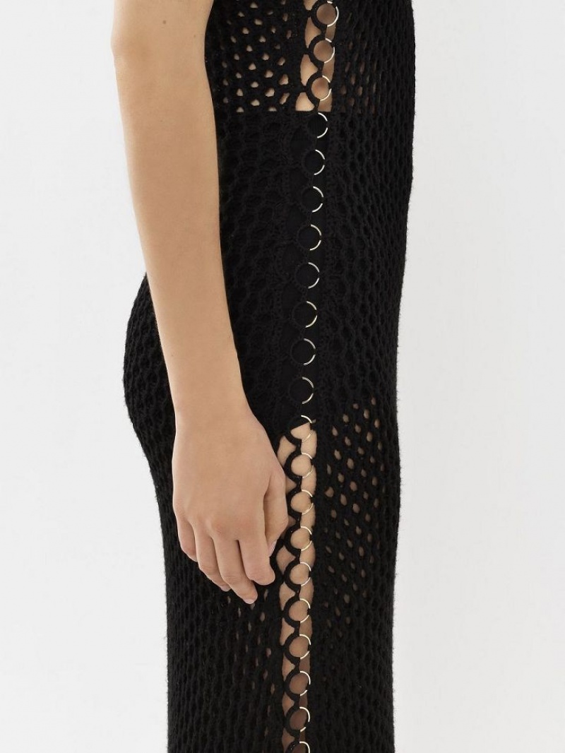 Knitwear Chloe Crochet Tank Pretas | CHE-SR13933