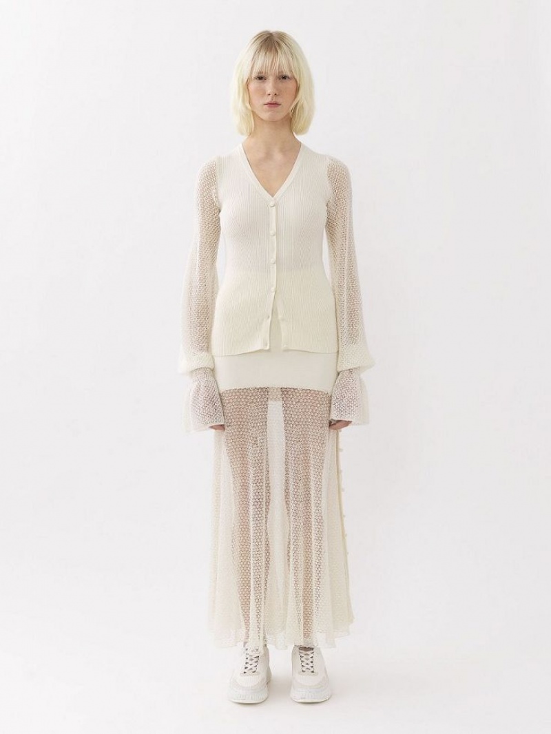 Knitwear Chloe Fitted Cardigan Branco | CHE-SR13941