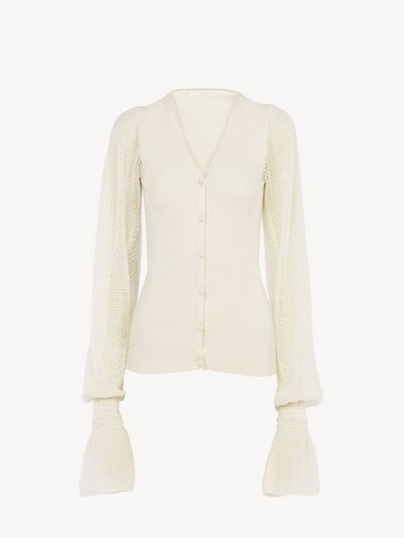 Knitwear Chloe Fitted Cardigan Branco | CHE-SR13941