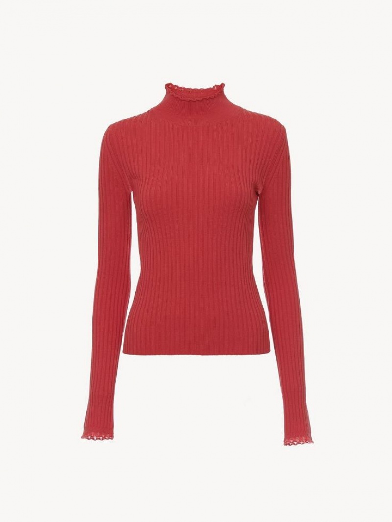 Knitwear Chloe Fitted High-neck Rosa | CHE-SR13962