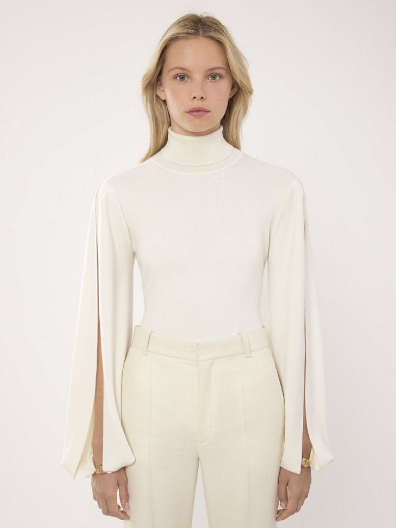 Knitwear Chloe Fitted Mock-neck Branco | CHE-SR13958