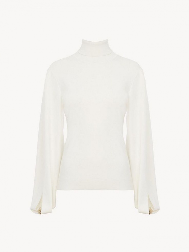 Knitwear Chloe Fitted Mock-neck Branco | CHE-SR13958