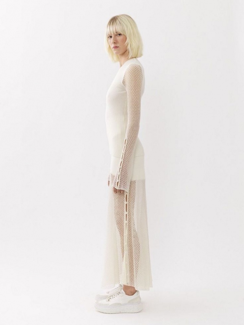 Knitwear Chloe Flared Maxi Branco | CHE-SR13949