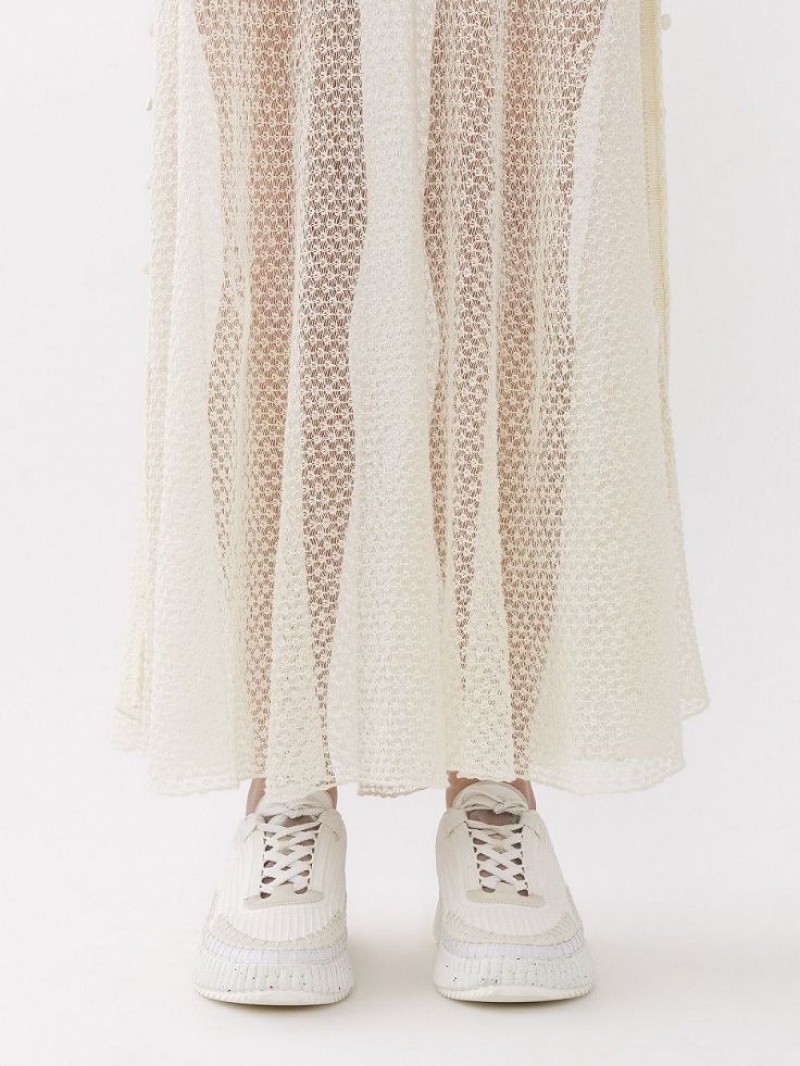 Knitwear Chloe Flared Maxi Branco | CHE-SR13949