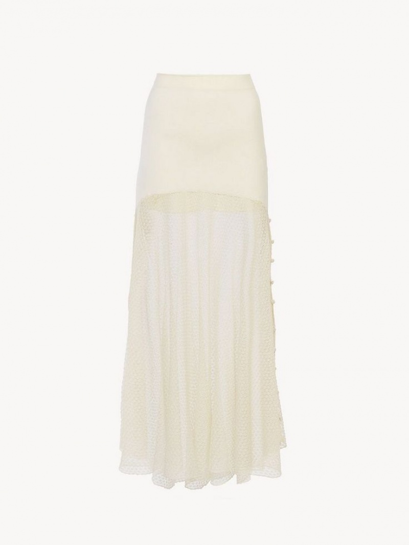 Knitwear Chloe Flared Maxi Branco | CHE-SR13949