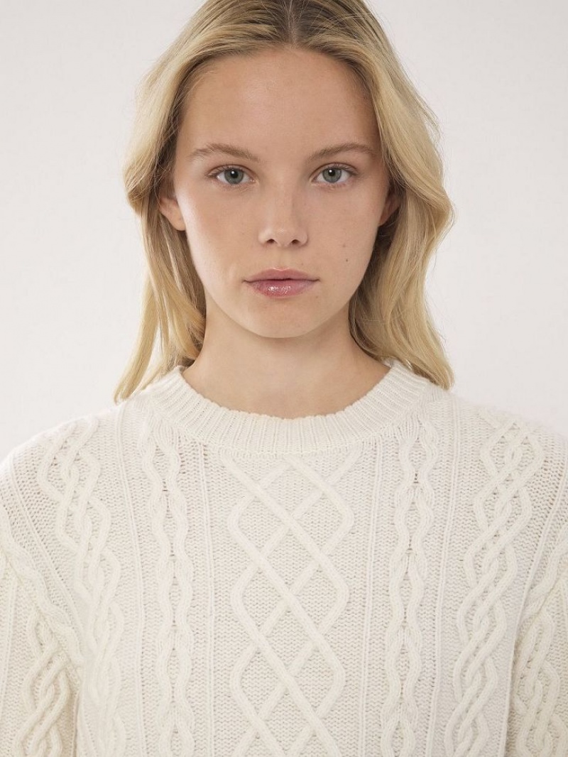 Knitwear Chloe Generous Cable-knit Branco | CHE-SR13956