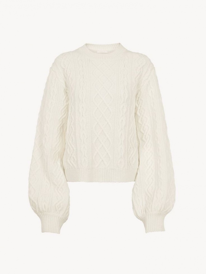 Knitwear Chloe Generous Cable-knit Branco | CHE-SR13956