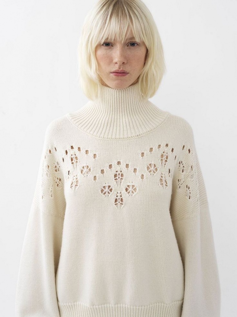 Knitwear Chloe Generous High-neck Branco | CHE-SR13943