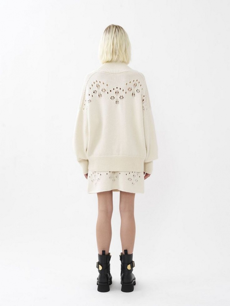 Knitwear Chloe Generous High-neck Branco | CHE-SR13943