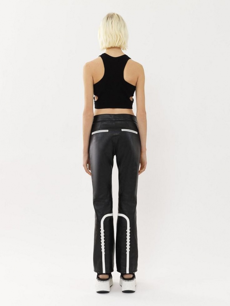 Leather Chloe Biker Pants Pretas Amarelas | CHE-SR14107