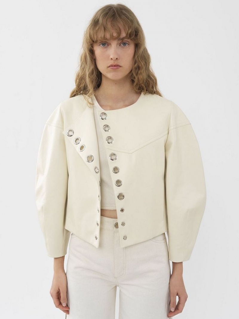 Leather Chloe Boxy Jacket Branco | CHE-SR14104