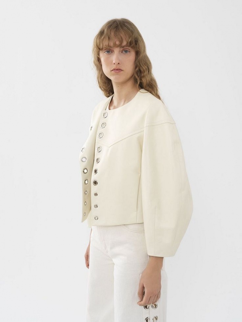 Leather Chloe Boxy Jacket Branco | CHE-SR14104