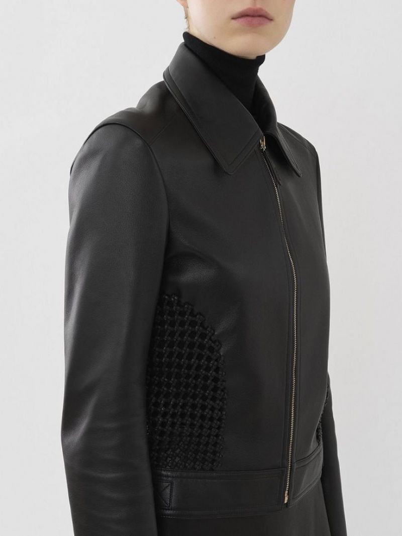 Leather Chloe Cropped Jacket Pretas | CHE-SR14113