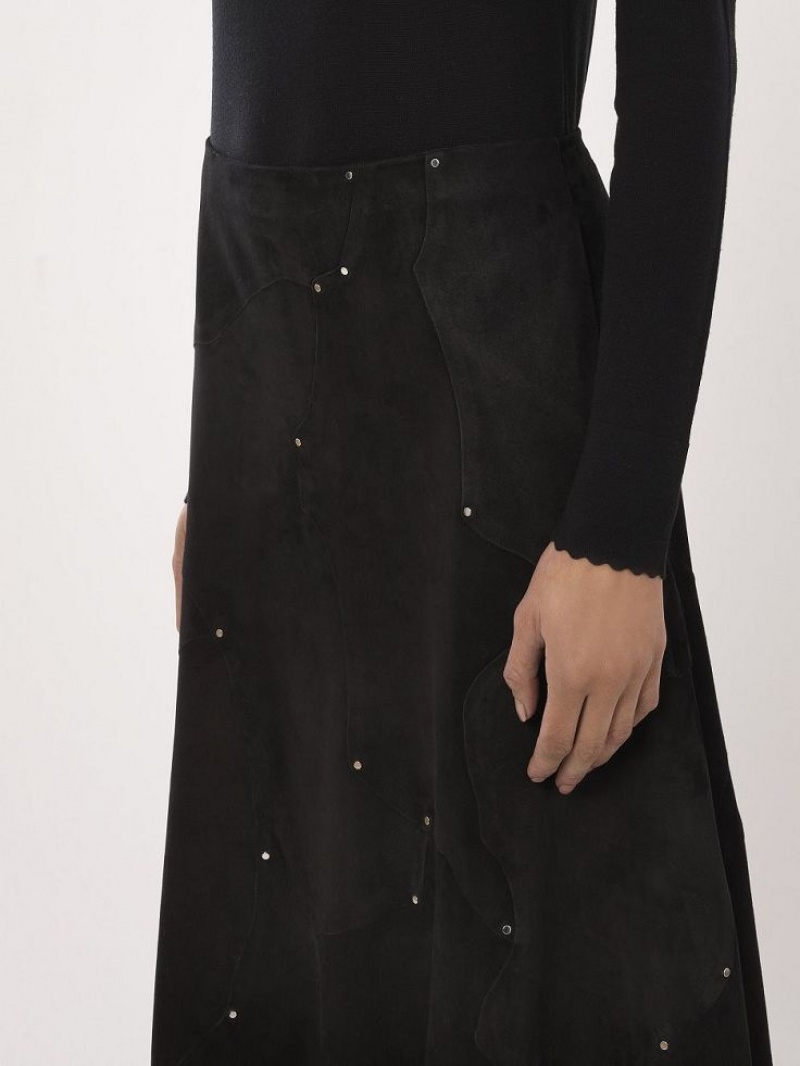 Leather Chloe Flared Midi Skirt Pretas | CHE-SR14121