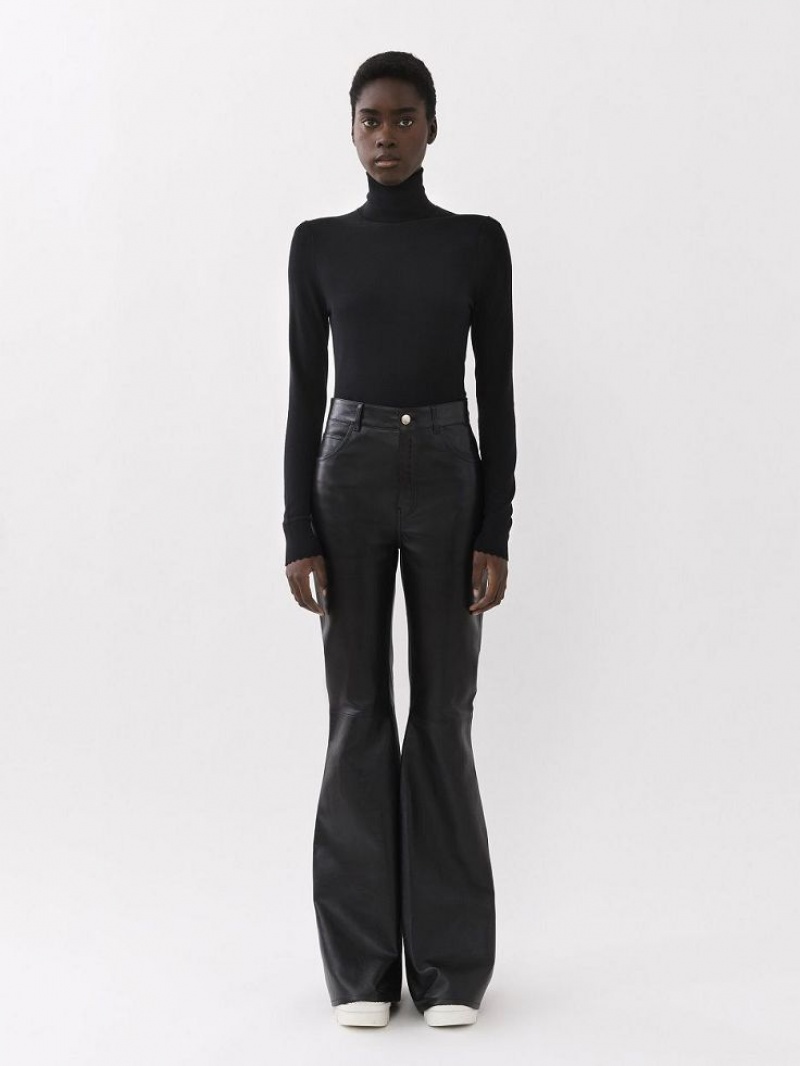 Leather Chloe Flared Pants Pretas | CHE-SR14114