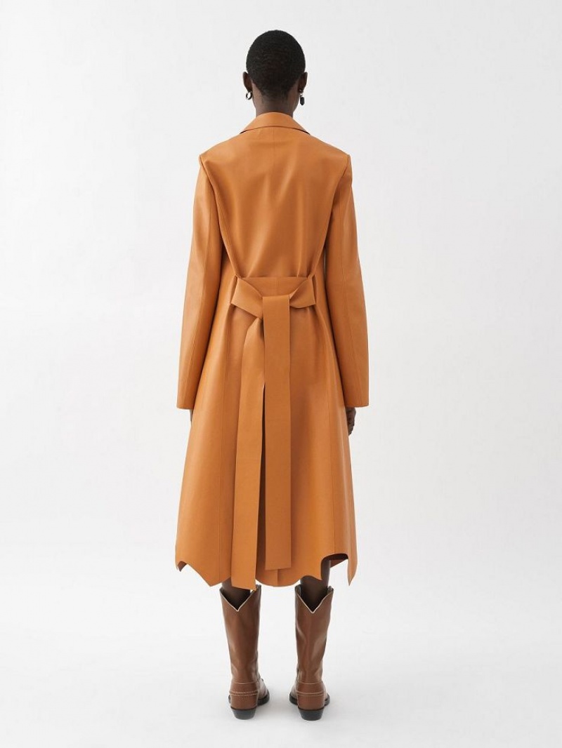 Leather Chloe Generous Wrap Coat Laranja | CHE-SR14100