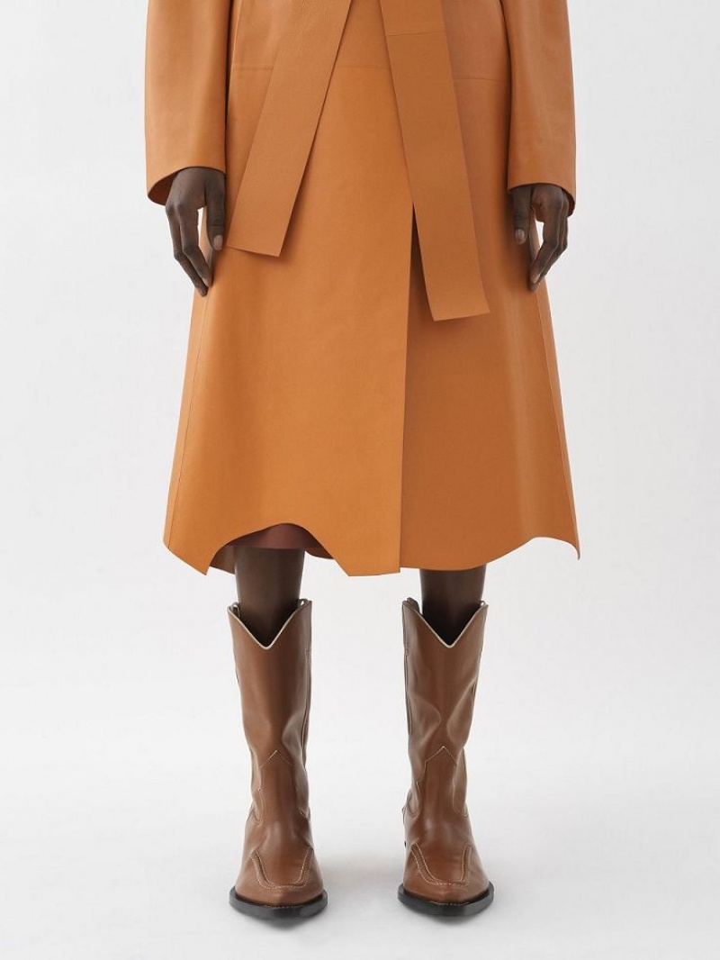 Leather Chloe Generous Wrap Coat Laranja | CHE-SR14100