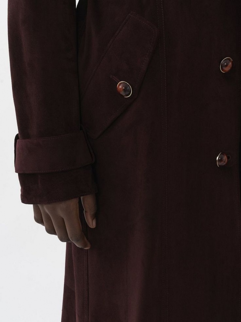 Leather Chloe Long Trench Coat Marrom | CHE-SR14119