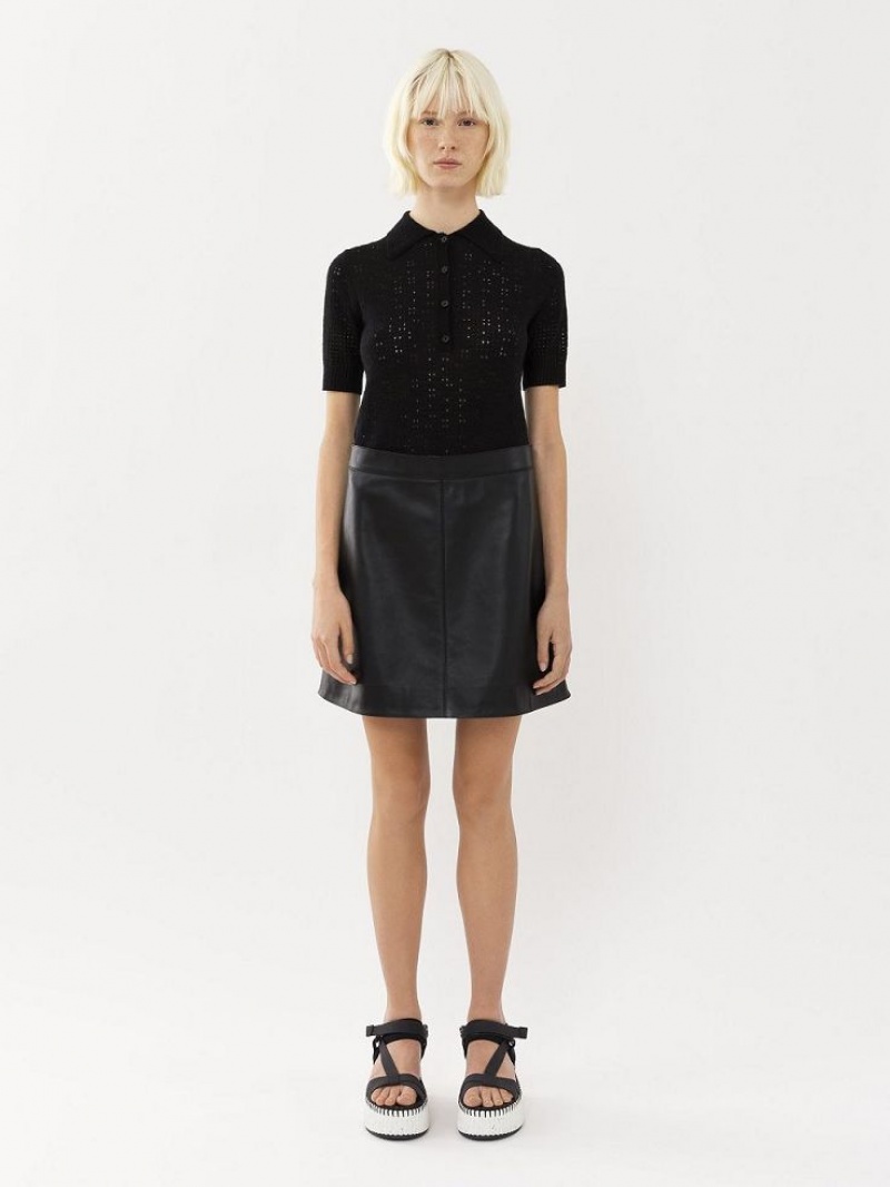 Leather Chloe Mini Skirt Pretas | CHE-SR14112