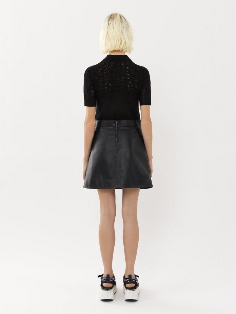 Leather Chloe Mini Skirt Pretas | CHE-SR14112