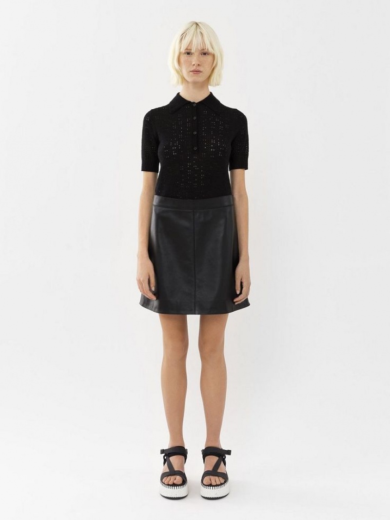 Leather Chloe Mini Skirt Pretas | CHE-SR14112