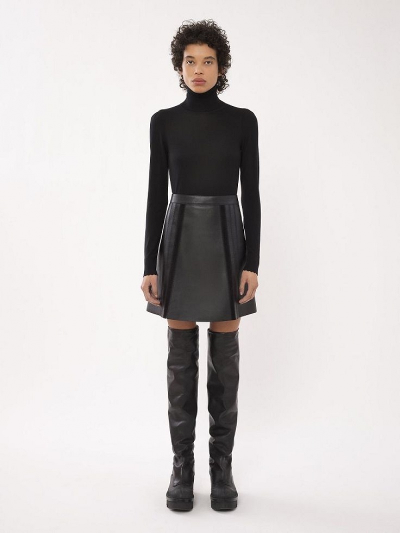 Leather Chloe Mini Skirt Pretas | CHE-SR14120