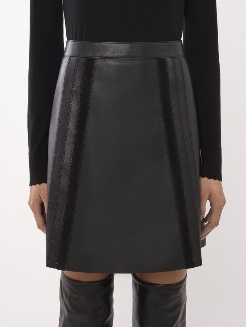 Leather Chloe Mini Skirt Pretas | CHE-SR14120