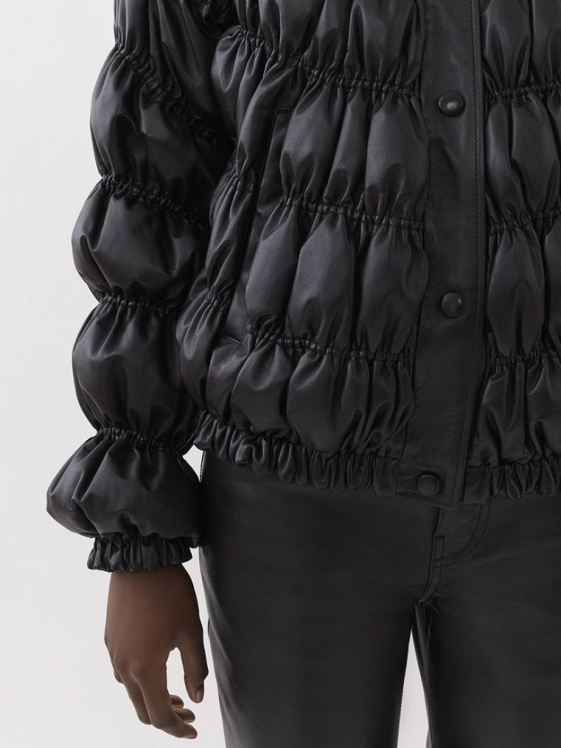 Leather Chloe Ruched Puffer Jacket Pretas | CHE-SR14115