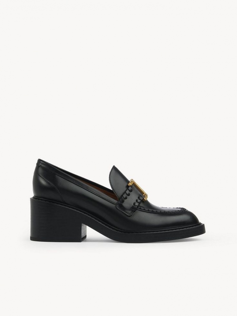 Loafer Chloe Marcie Heeled Pretas | CHE-SR14244