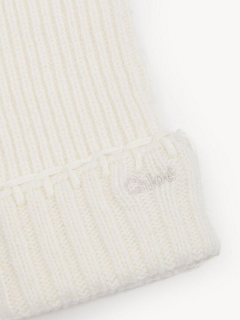 Luvas Chloe Ribbed Knit Branco | CHE-SR14480