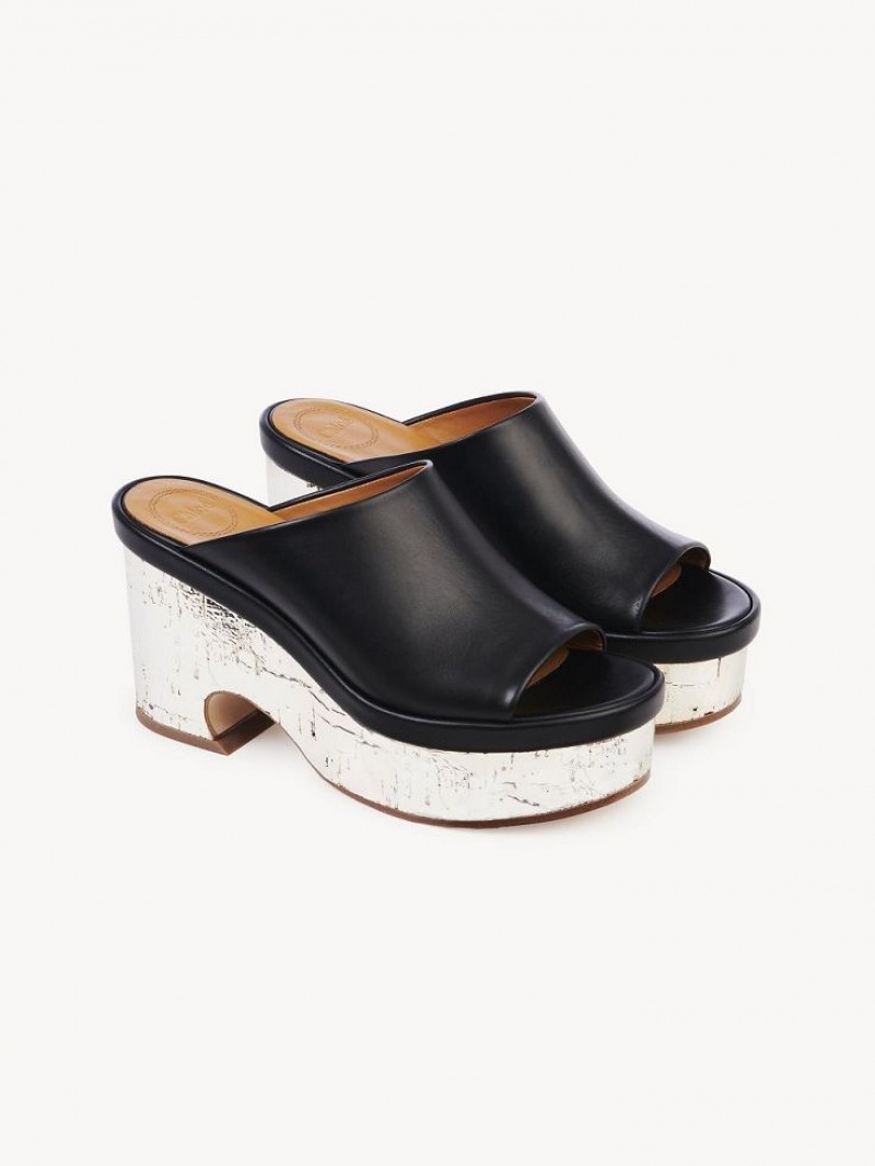 Mule Chloe Oli Platform Pretas | CHE-SR14156