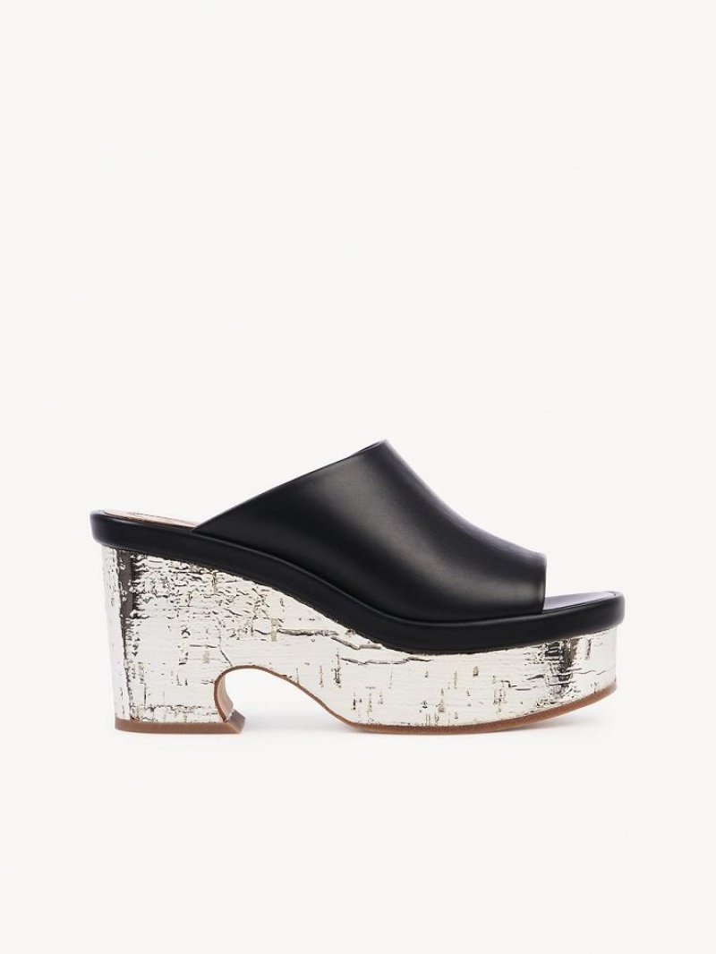 Mule Chloe Oli Platform Pretas | CHE-SR14156