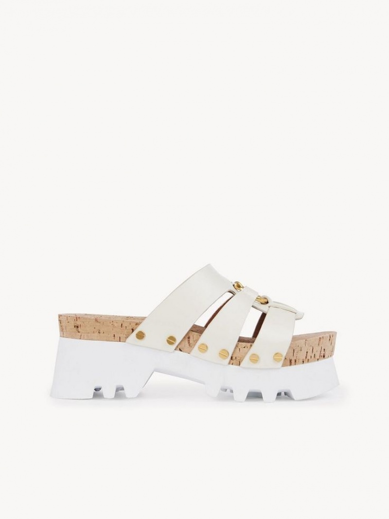 Mule Chloe Owena Platform Slide Branco | CHE-SR14133