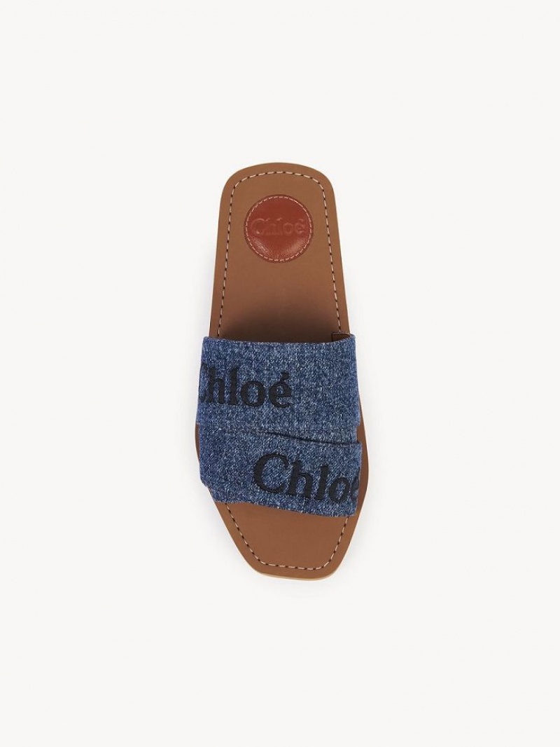 Mule Chloe Woody Flat Azuis | CHE-SR14174