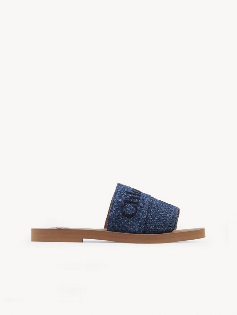 Mule Chloe Woody Flat Azuis | CHE-SR14174