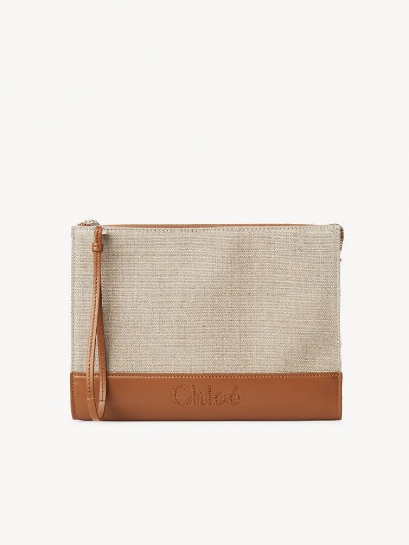 Pouches Chloe Sense Zippered Marrom | CHE-SR14329