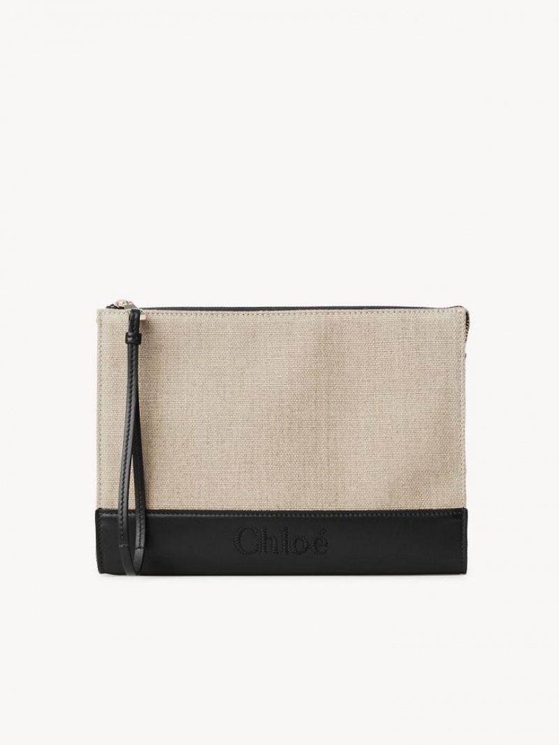 Pouches Chloe Sense Zippered Pretas | CHE-SR14328