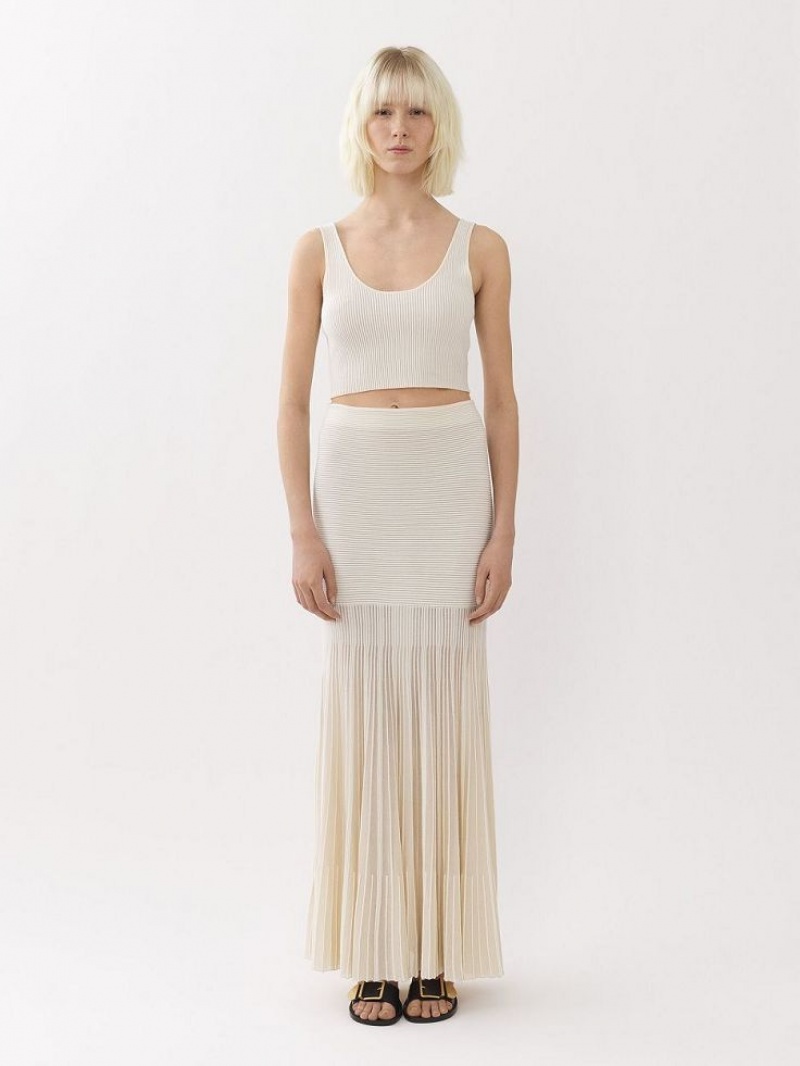 Saias Chloe Flared Maxi Branco | CHE-SR14075