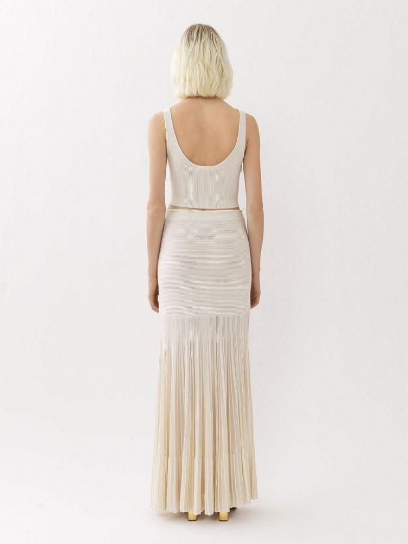 Saias Chloe Flared Maxi Branco | CHE-SR14075