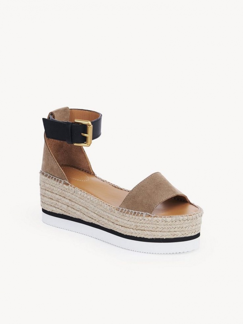 Sandálias Chloe Glyn Espadrille Caqui | CHE-SR14814