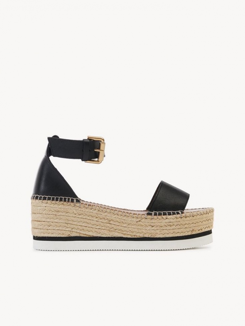 Sandálias Chloe Glyn Espadrille Pretas | CHE-SR14836