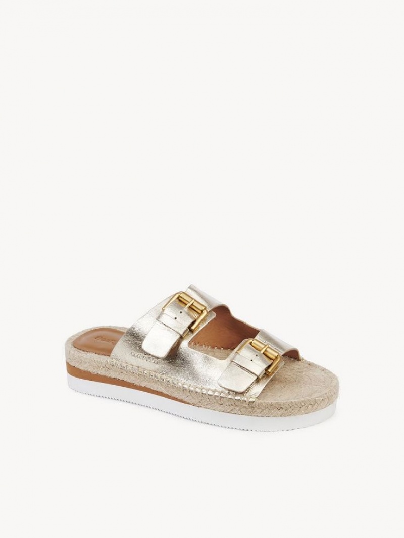 Sandálias Chloe Glyn Platform Espadrille Prateadas | CHE-SR14802