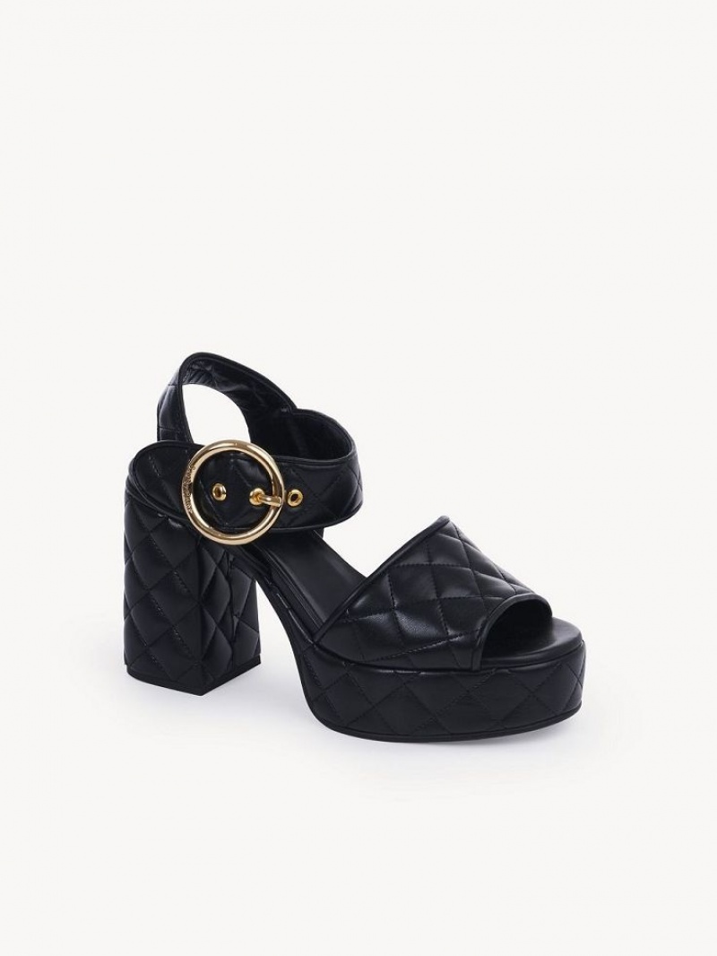 Sandálias Chloe Jodie Platform Pretas | CHE-SR14813