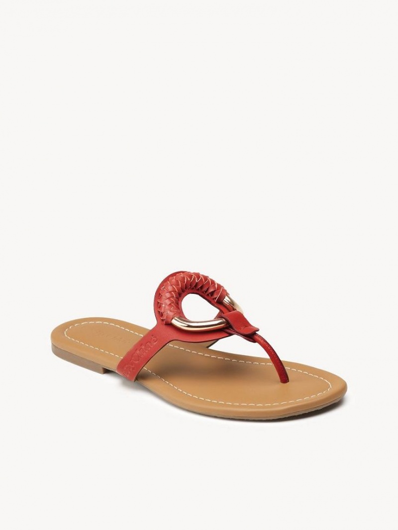 Sapatos Rasos Chloe Hana Flip-flop Vermelhas | CHE-SR14817