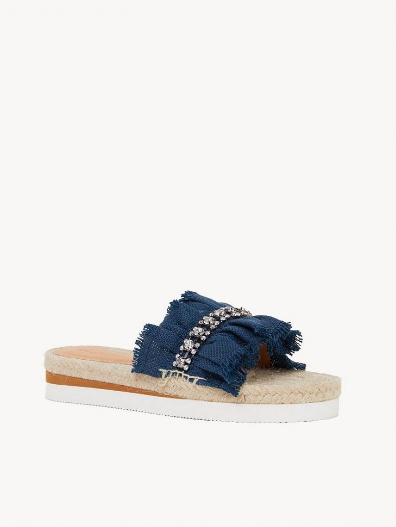 Sapatos Rasos Chloe Mollie Espadrille Azuis Escuro | CHE-SR14807