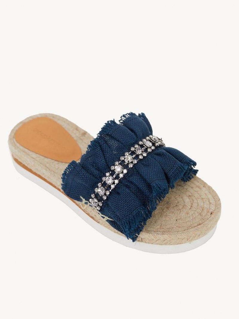 Sapatos Rasos Chloe Mollie Espadrille Azuis Escuro | CHE-SR14807