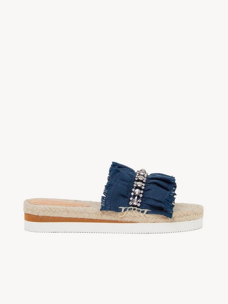 Sapatos Rasos Chloe Mollie Espadrille Azuis Escuro | CHE-SR14807