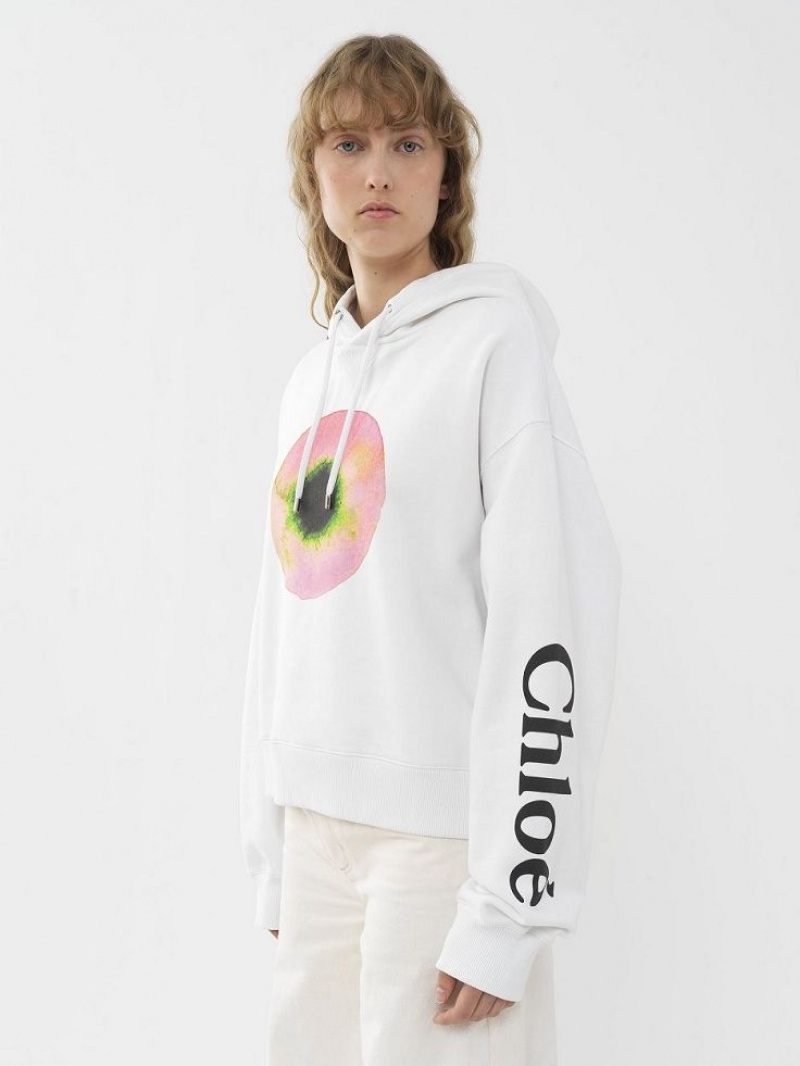 Suéteres Chloe Printed Hooded Branco Rosa | CHE-SR13870