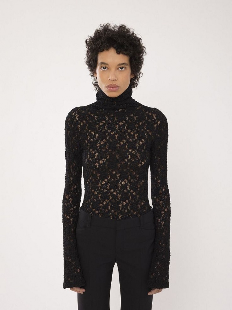 Tops Chloe Fitted Turtleneck Pretas | CHE-SR13911